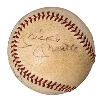 Mickey Mantle, Roger Maris & Joe DiMaggio Triple Signed OAL MacPhail Baseball (PSN/DNA)